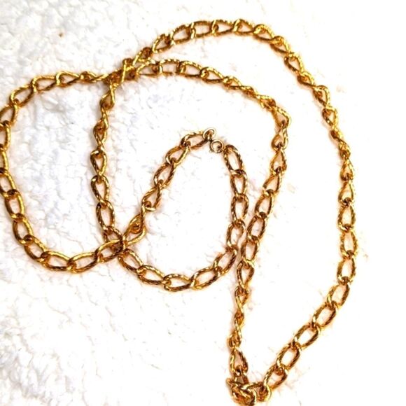 Vintage Napier Goldtone Chain Link Necklace w/ Brass Tin Container - Picture 9 of 13